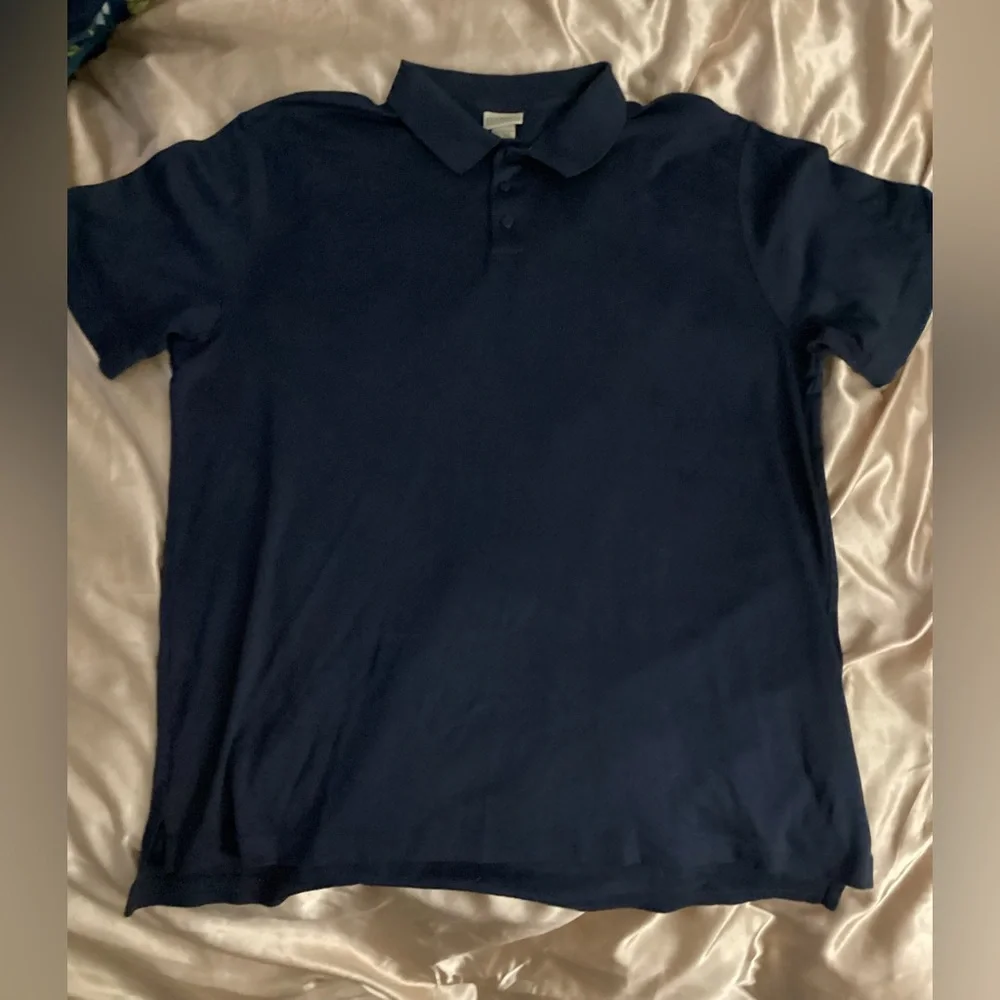 L.L Bean Men’s Short Sleeve Polo Tee Navy Blue 100% Pima Cotton Size XL Tall - Picture 3 of 6